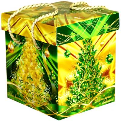 Сладкий новогодний подарок в картонной упаковке весом 1550 грамм по цене 2358 руб